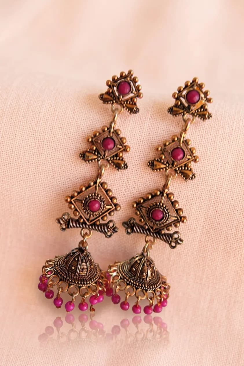Antique Oxidised Copper Earrings