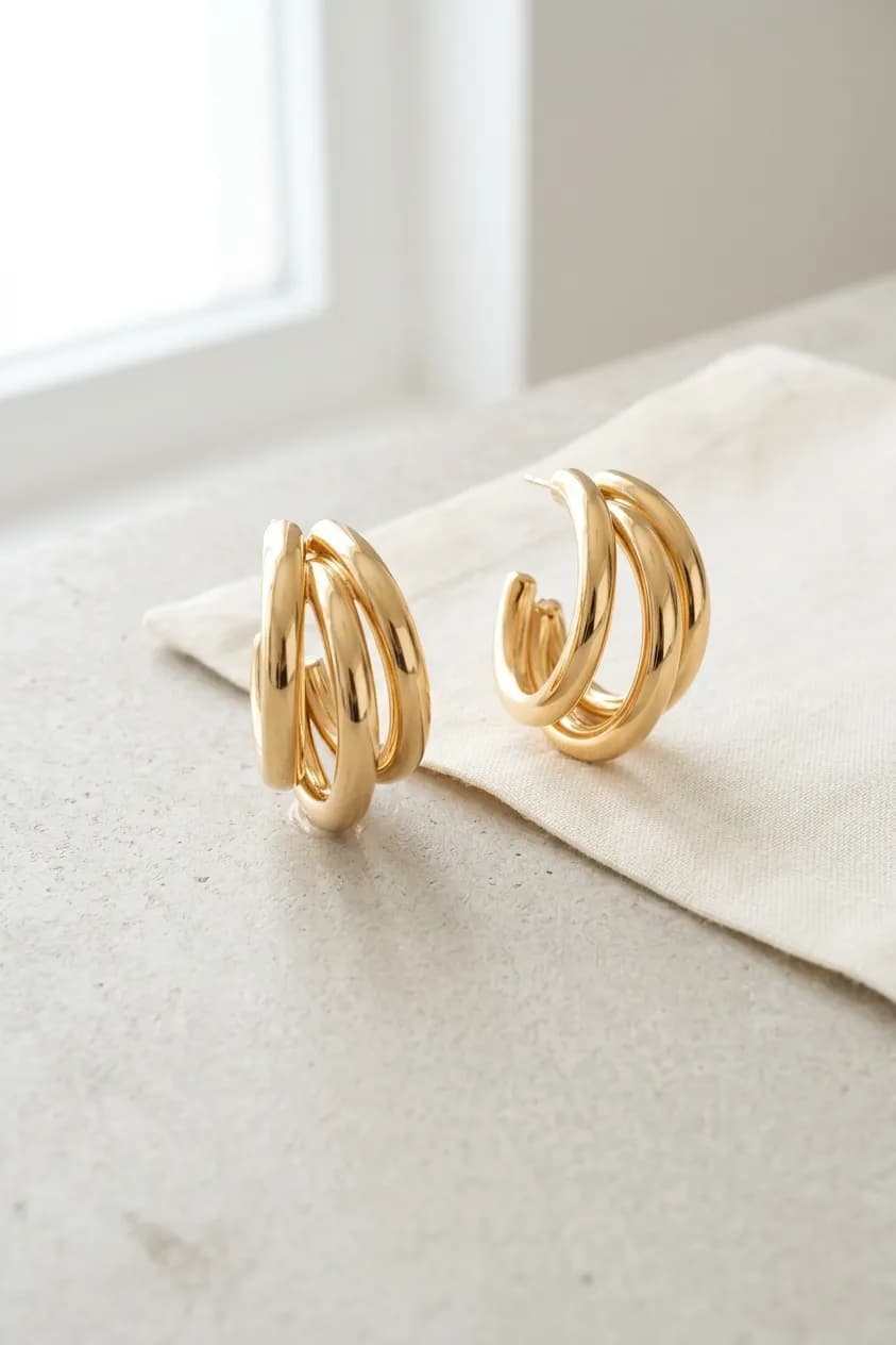Triple‑Loop Hoop Earrings